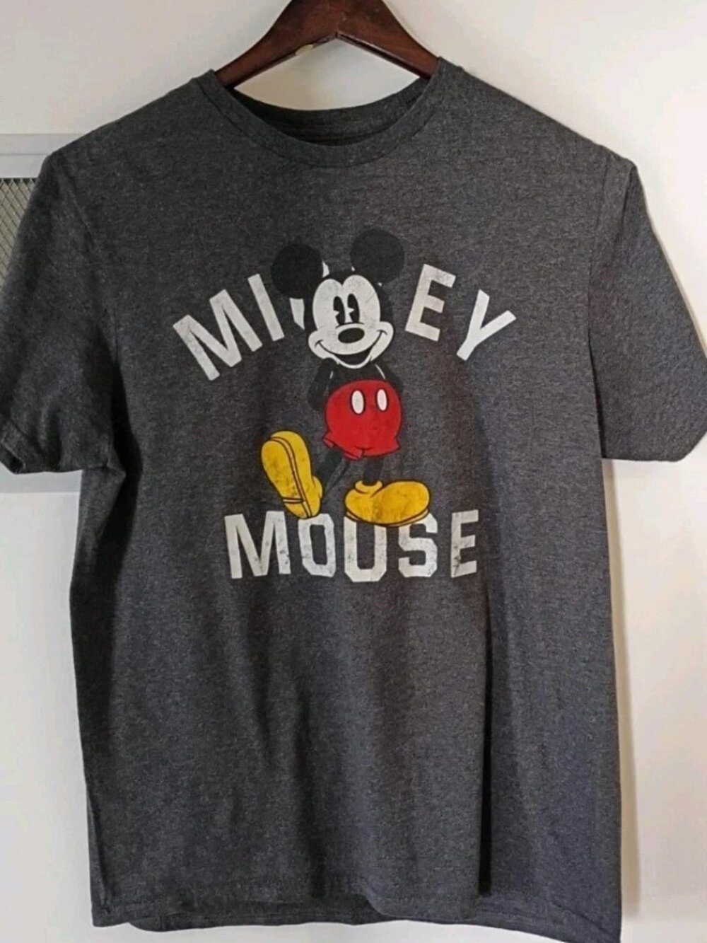 Walt Disney Tee Shirt Mickey Mouse Gray Cotton Blend Size Medium